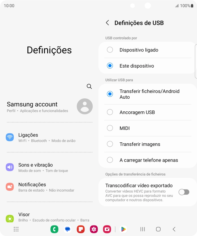 Prima Transferir ficheiros/Android Auto.