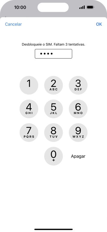 Introduza o seu código PIN e prima OK.
