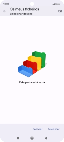 Se quiser criar uma nova pasta, prima o ícone de nova pasta e siga as indicações no ecrã para criar uma nova pasta.