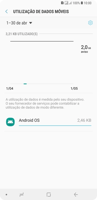 O consumo de dados de cada aplicação é mostrado junto do nome da aplicação.