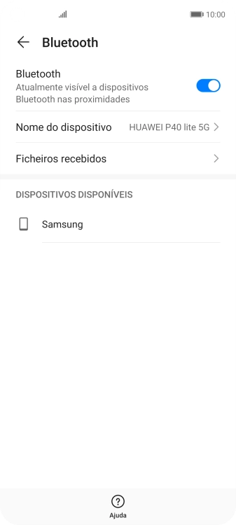 Prima o dispositivo Bluetooth pretendido e siga as indicações no ecrã para emparelhar o dispositivo com o telefone.