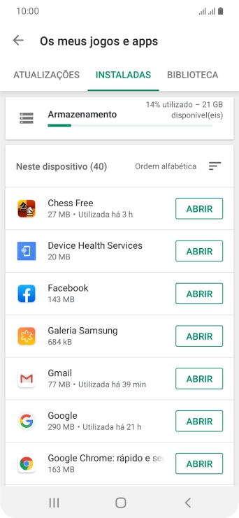Prima a app pretendida.