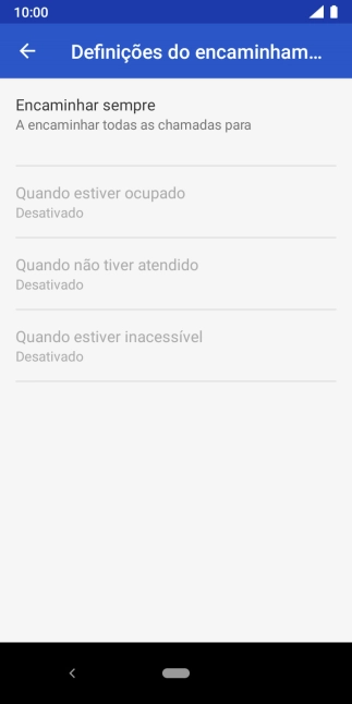 Prima o tipo de desvio pretendido.