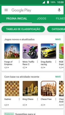 Deslize o dedo sobre o ecrã da esquerda para a direita.