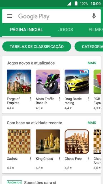 Deslize o dedo sobre o ecrã da esquerda para a direita.
