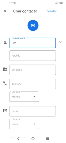 Prima Apelido e introduza o apelido.