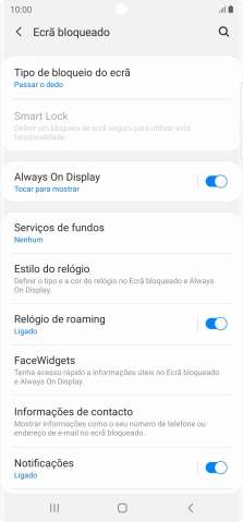Prima Tipo de bloqueio do ecrã.