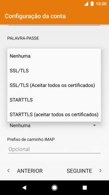 Prima SSL/TLS para ativar a função.