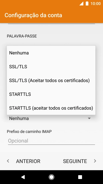 Prima SSL/TLS para ativar a função.