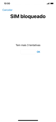 Se o cartão SIM estiver bloqueado, deve introduzir o código PIN e premir OK.