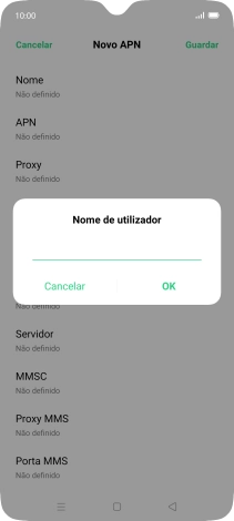 Introduza vodafone e prima OK.