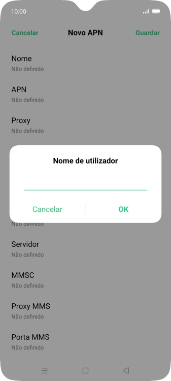 Introduza vodafone e prima OK.