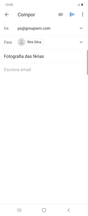Prima o campo de escrita e escreva o texto do e-mail.