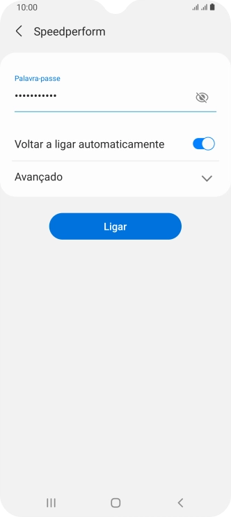 Introduza a password da rede Wi-Fi e prima Ligar.