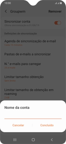Introduza o nome pretendido da conta de e-mail Concluído.