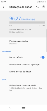 O consumo total de dados é agora mostrado no ecrã.