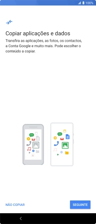 É possível transferir conteúdo de outro telefone quando o telefone for ativado antes da primeira utilização e quando o telefone tiver sido reiniciado. Quando esta imagem for mostrada no ecrã, o telefone está pronto para transferir conteúdo de outro telefone.