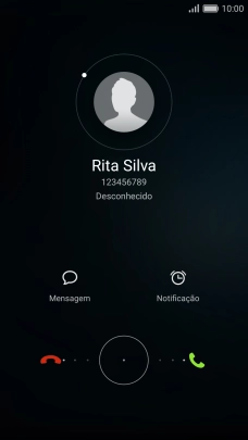 Arraste o círculo para a direita para atender a chamada.