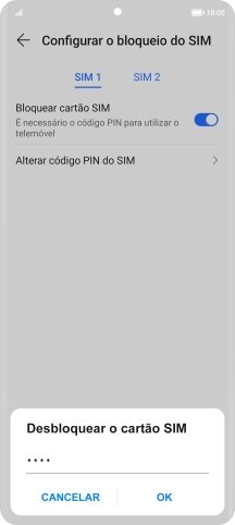 Introduza o seu código PIN e prima OK.