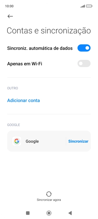 Prima Adicionar conta.