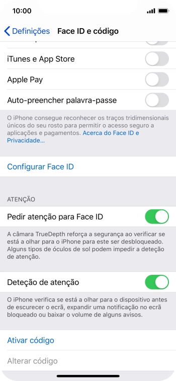 Prima Ativar código e introduza um código de bloqueio do telefone à escolha duas vezes de seguida.
