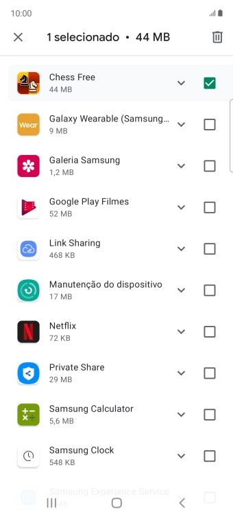 Prima o ícone para apagar.