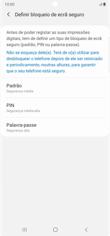 Prima o código de bloqueio do telefone pretendido e siga as indicações no ecrã para estabelecer um código de bloqueio adicional.