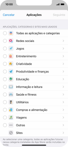 Prima as categorias pretendidas.