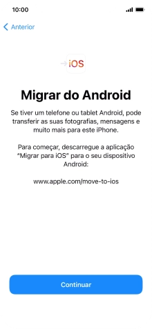 Antes de ser possível transferir conteúdo para o seu telefone, é necessário instalar a app 