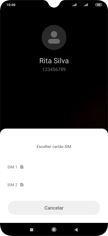 Prima o cartão SIM pretendido.