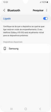 Prima o dispositivo Bluetooth pretendido e siga as indicações no ecrã para emparelhar o dispositivo pretendido com o telefone.