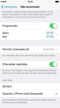 Prima Quando o iPhone está bloqueado para que o telefone esteja em perfil silencioso apenas quando o bloqueio de ecrã estiver ativado.
