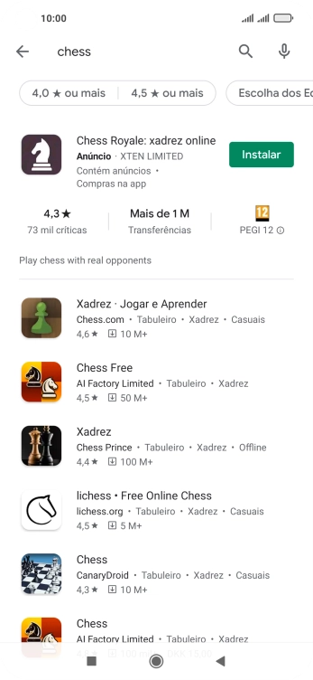 Prima a app pretendida.