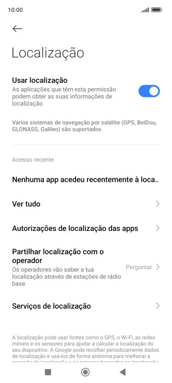 Prima Autorizações de localização das apps.