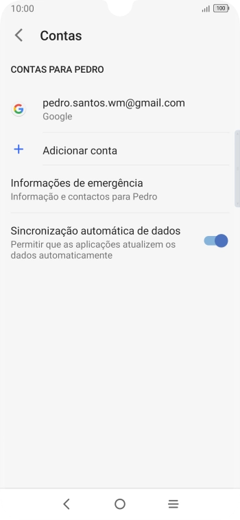 Prima Adicionar conta.