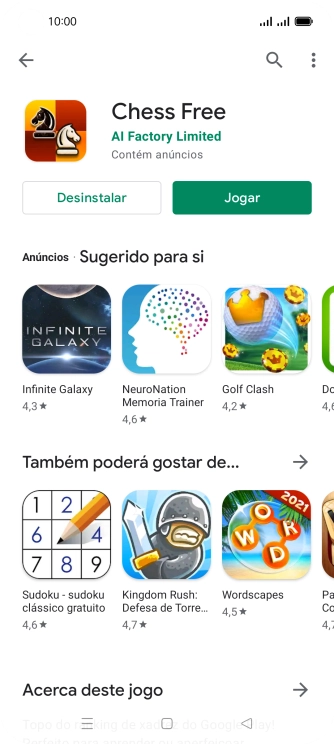 Prima a tecla de início para terminar e voltar ao ecrã inicial.