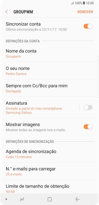 Prima Nome da conta.