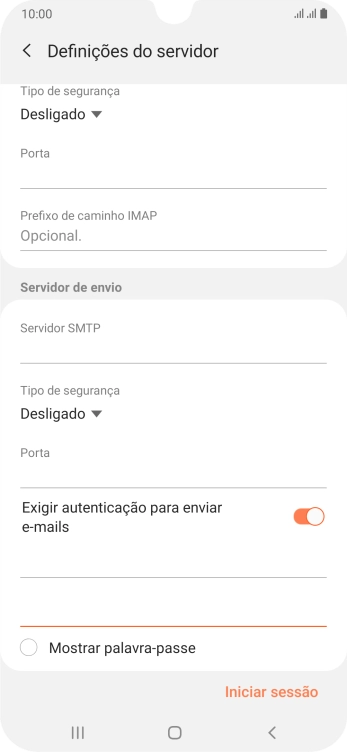 Prima Iniciar sessão.