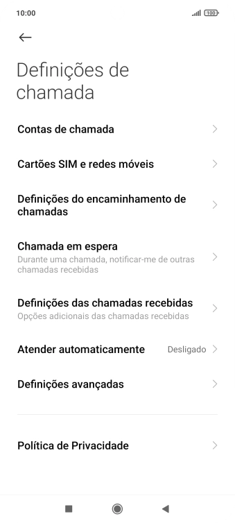 Prima Definições do encaminhamento de chamadas.