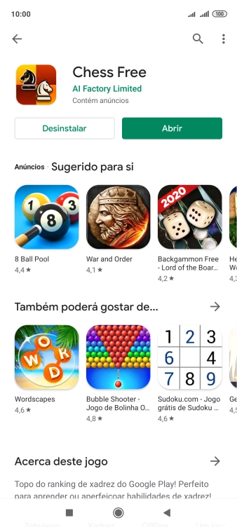 Prima a tecla de início para terminar e voltar ao ecrã inicial.