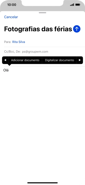 Prima Adicionar documento e siga as indicações no ecrã para anexar um documento.