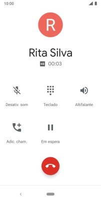 Prima o ícone para terminar a chamada.