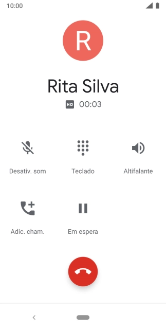 Prima o ícone para terminar a chamada.