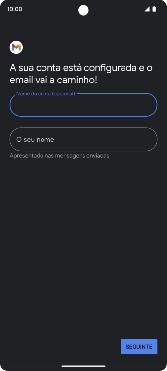 Prima O seu nome e introduza o nome do remetente pretendido.