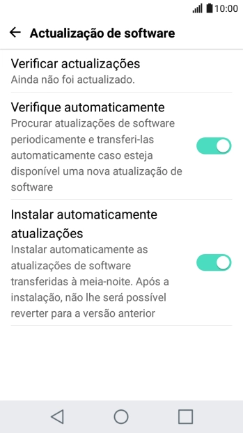 Prima Verificar actualizações. Se existir uma nova versão de software disponível, será agora indicado no ecrã. 
Siga as indicações no ecrã para atualizar o software do telefone.