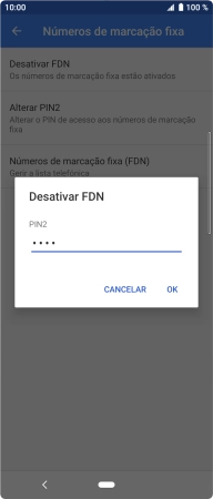 Introduza o código PIN2 e prima OK.