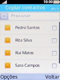 Prima a tecla de seleção esquerda.