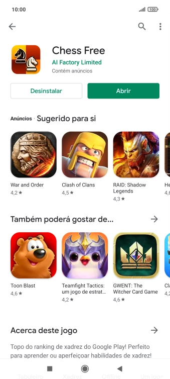 Prima a tecla de início para terminar e voltar ao ecrã inicial.