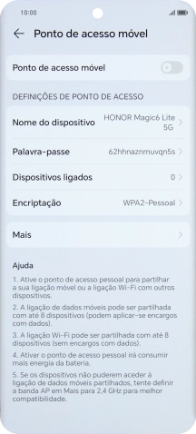 Prima Nome do dispositivo, e introduza o nome pretendido do hotspot Wi-Fi.