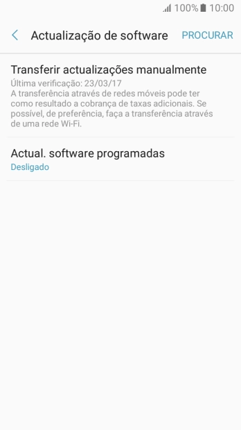 Prima Transferir actualizações manualmente. Se existir uma nova versão de software disponível, será agora indicado no ecrã. Siga as indicações no ecrã para atualizar o software do telefone.